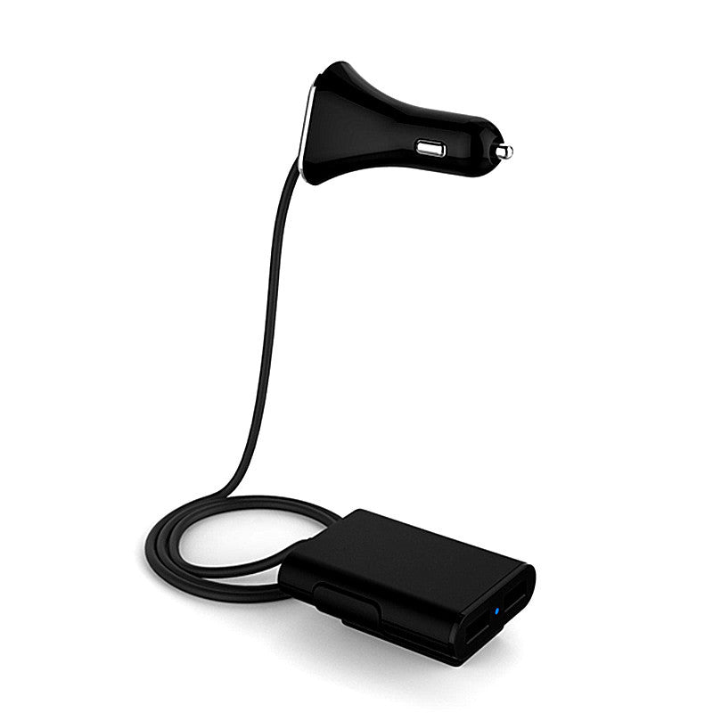 4-Port USB Car Charger — 6.8A, Dual Lighter Socket