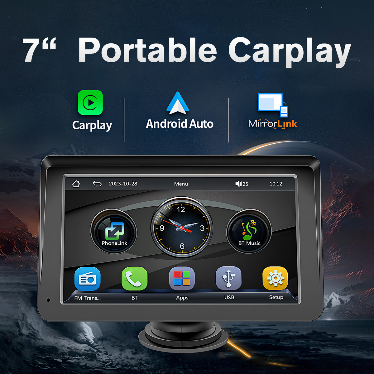7-inch Portable Car Stereo — Wireless CarPlay & Android Auto